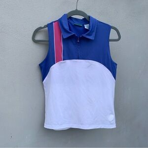 Prince Pickleball Top M Blue White Pink Sleeveless Quarter Zip Golf Tennis 🎾